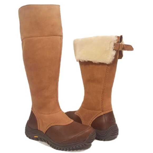 UGG Shoes Ugg Miko Tall Chestnut Tan Leather Boots 75 Winter